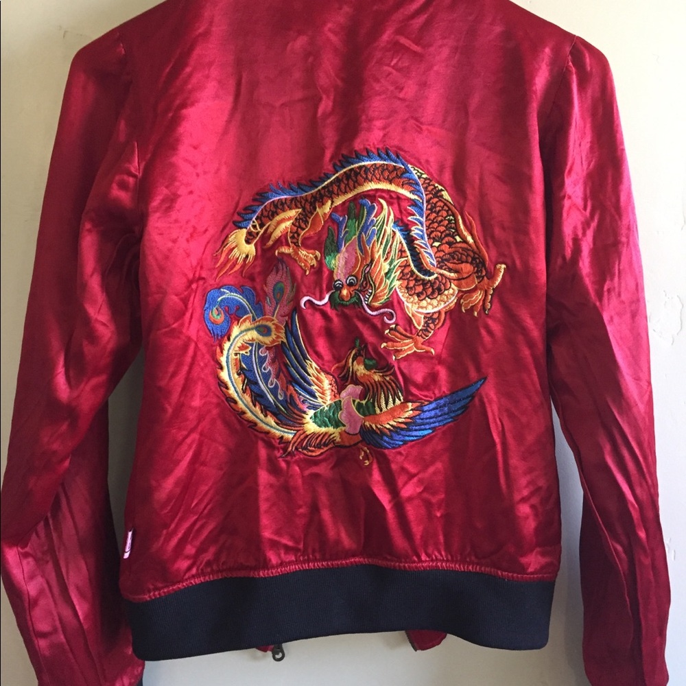Dangerfield satin dragon bomber jacket xs
